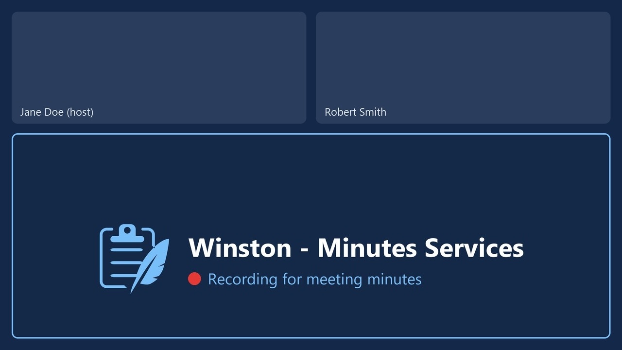Winston, the Minutes Services AI minute-taker, recording a video meeting